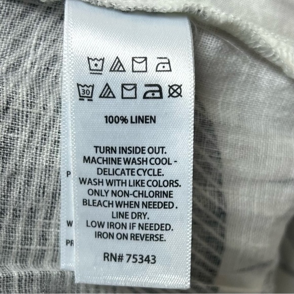 Tahari Linen Pants Womens Large Pull On Wide Leg White Black Tropical Leaves New - Picture 8 of 11